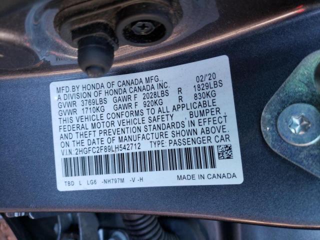 2020 HONDA CIVIC SPOR 2HGFC2F89LH542712