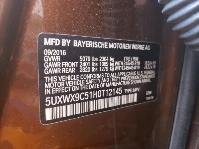 2017 BMW X3 XDRIVE2 5UXWX9C51H0T12145