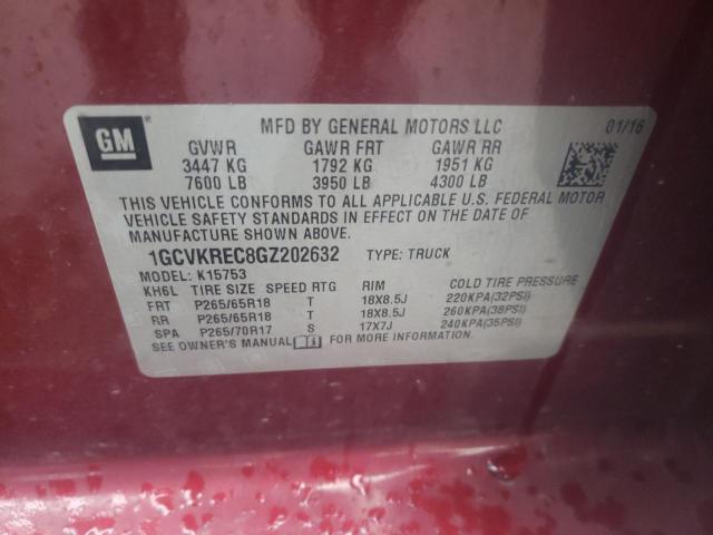 2016 CHEVROLET 1500 SILVE 1GCVKREC8GZ202632