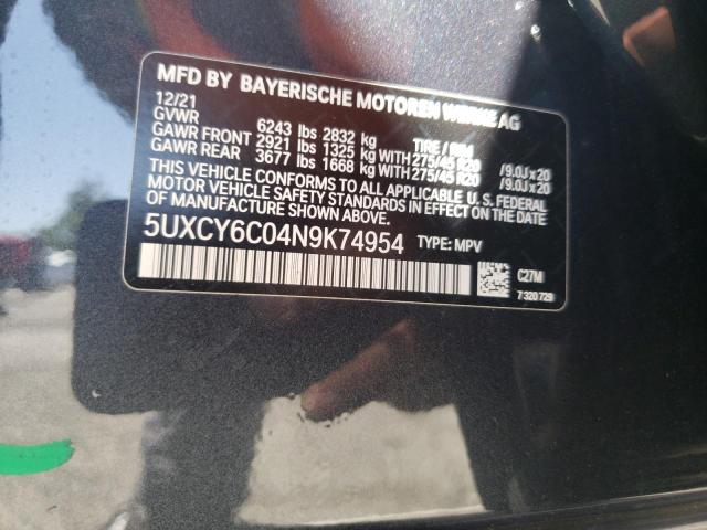 2022 BMW X6 XDRIVE4 5UXCY6C04N9K74954