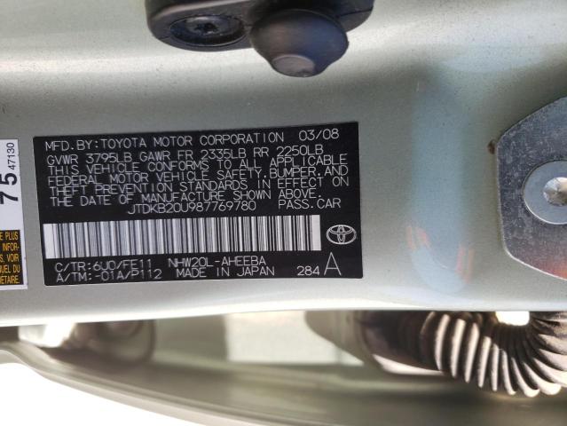 JTDKB20U987769780 Toyota Prius 2008. Фото: 9