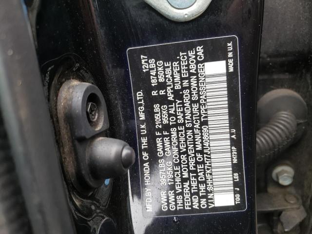 2018 HONDA CIVIC EXL SHHFK7H77JU408690