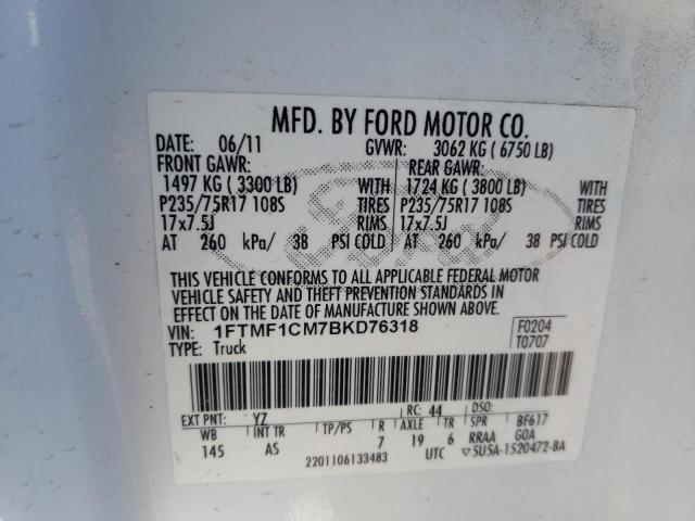 1FTMF1CM7BKD76318 Ford F150 2011. Фото: 9