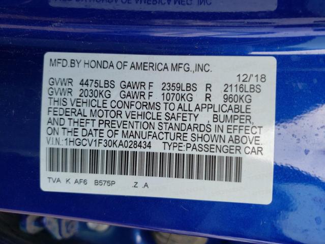 1HGCV1F30KA028434 Honda Accord Spo 2019. Фото: 9