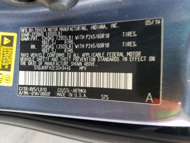 5TDJKRFH2ES049446 Toyota Highlander 2014. Фото: 9