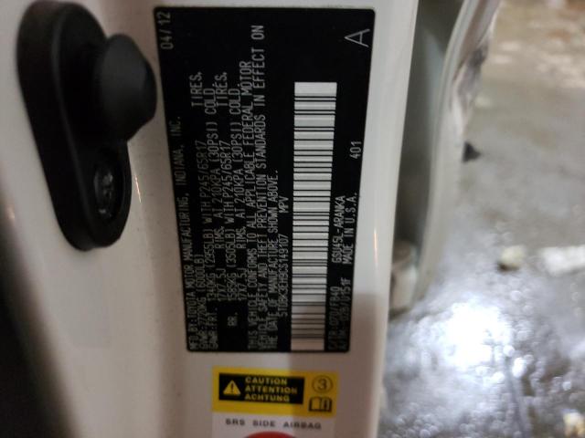 5TDBK3EH9CS149107 Toyota Highlander 2012. Фото: 9
