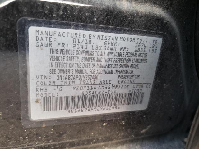 3N1AB7AP9JY252486 Nissan Sentra S 2018. Фото: 9