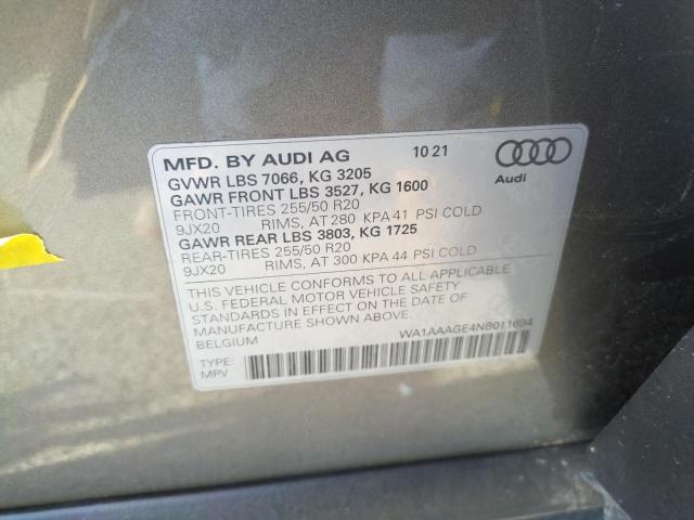 2022 AUDI QUATTRO WA1AAAGE4NB011694