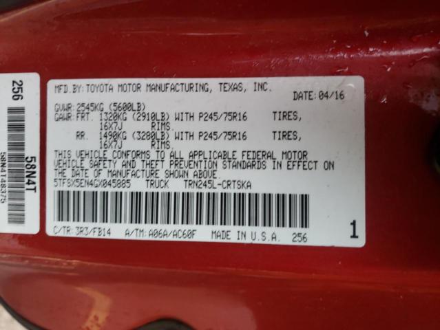 2016 TOYOTA TACOMA ACC 5TFSX5EN4GX045885