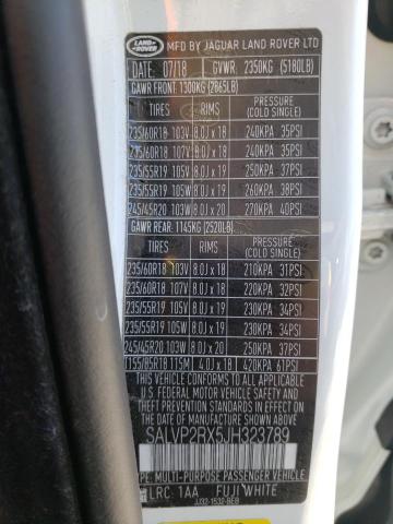 2018 LAND ROVER RANGEROVER SALVP2RX5JH323789