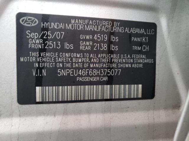 5NPEU46F68H375077 Hyundai Sonata Se 2008. Фото: 9