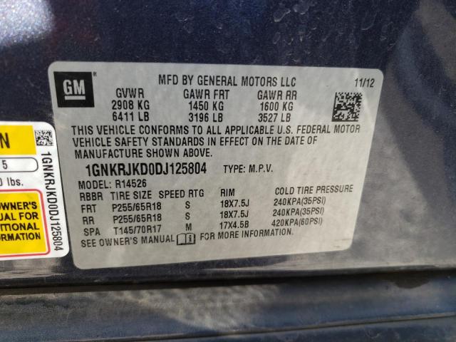 1GNKRJKD0DJ125804 Chevrolet Traverse L 2013. Фото: 9