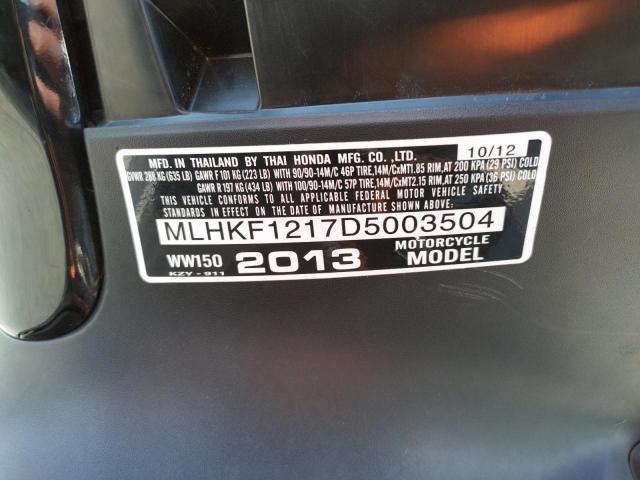 2013 HONDA PCX 150 MLHKF1217D5003504