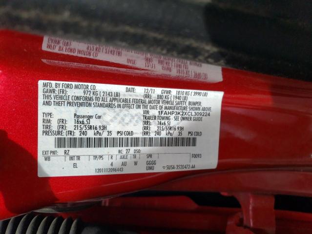 1FAHP3K2XCL309224 Ford Focus Se 2012. Фото: 9