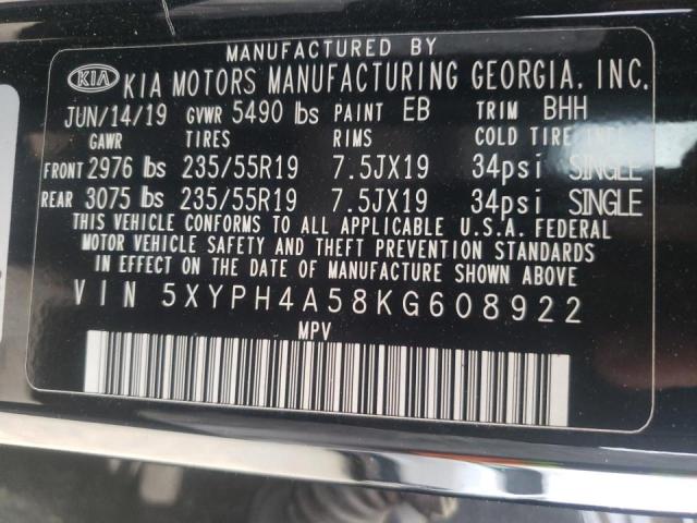 2019 KIA SORENTO EX 5XYPH4A58KG608922