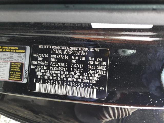 2017 HYUNDAI SANTA FE 5XYZU3LB7HG399117