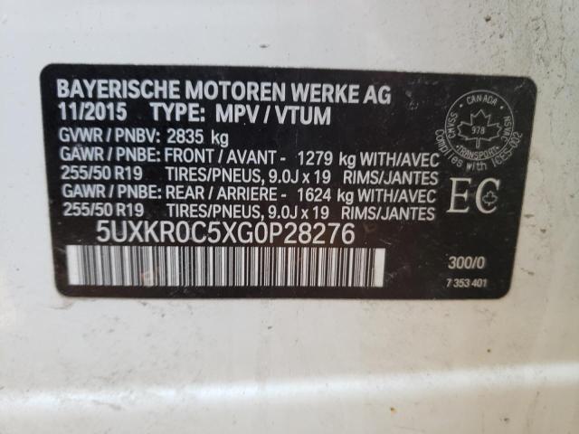 2016 BMW X5 XDRIVE3 5UXKR0C5XG0P28276