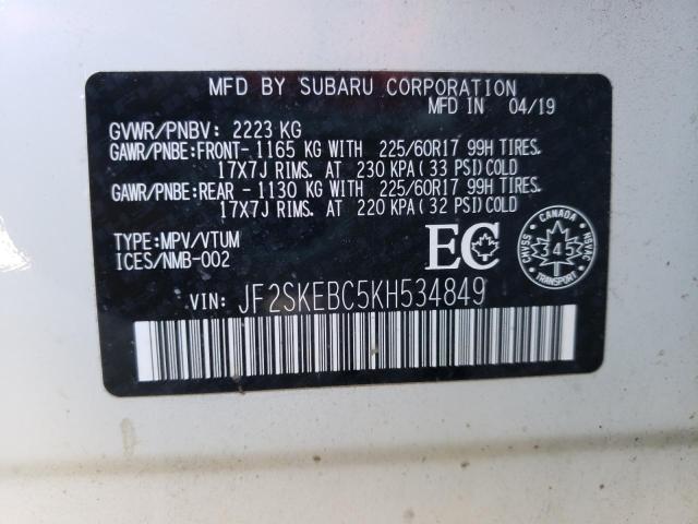 2019 SUBARU FORESTER JF2SKEBC5KH534849