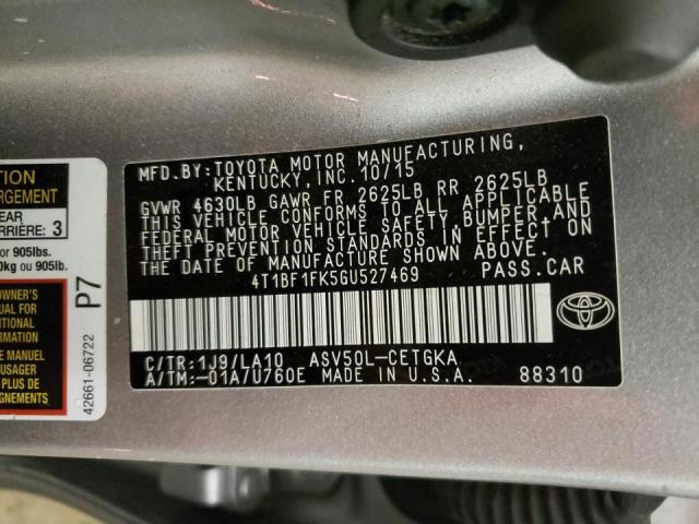 2016 TOYOTA CAMRY 4D 2 4T1BF1FK5GU527469