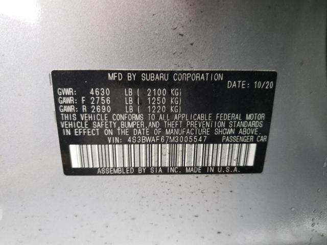 2021 SUBARU LEGACY PRE 4S3BWAF67M3005547