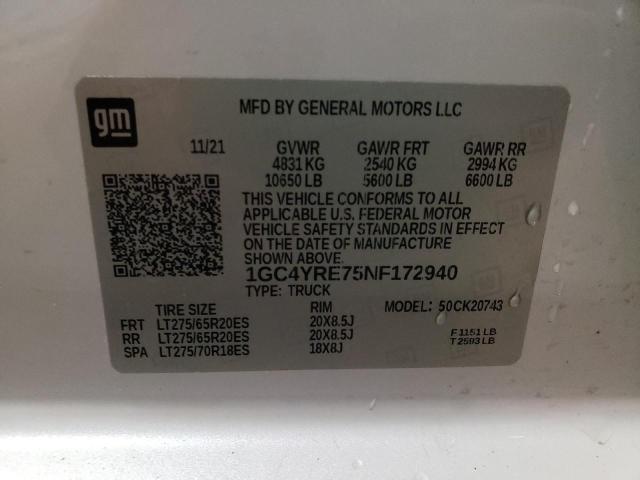 2022 CHEVROLET 2500 1GC4YRE75NF172940