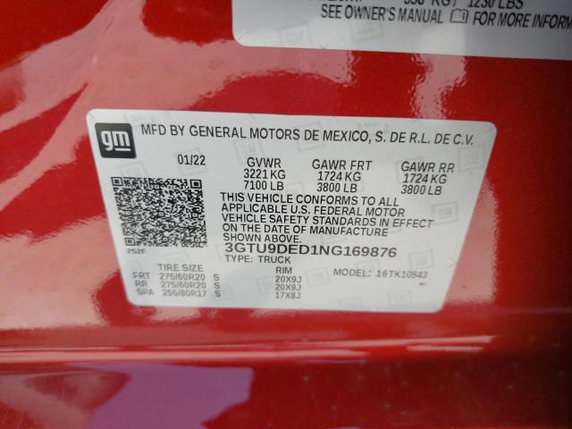 2022 GMC SIERRA 150 3GTU9DED1NG169876