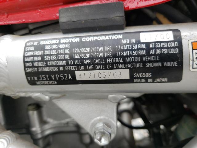 2001 SUZUKI SV650 S JS1VP52A412103703