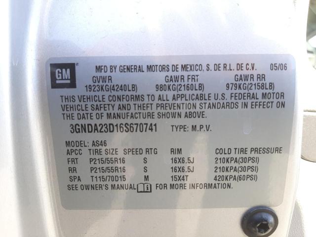 3GNDA23D16S670741 Chevrolet Hhr Lt 2006. Фото: 9