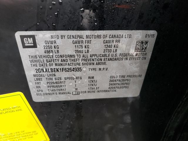 2015 CHEVROLET EQUINOX LT 2GNALBEK1F6264935