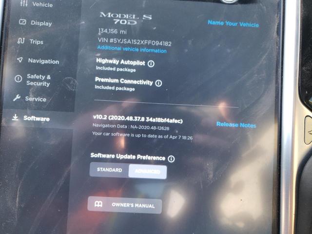 2015 TESLA MODEL S 70 5YJSA1S2XFF094182