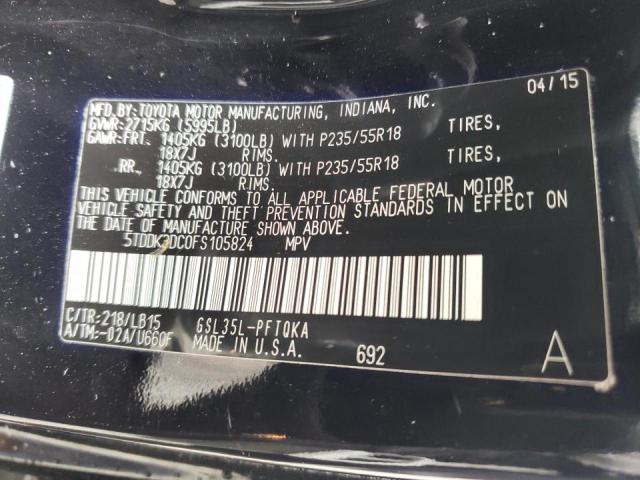 2015 TOYOTA SIENNA L 5TDDK3DC0FS105824