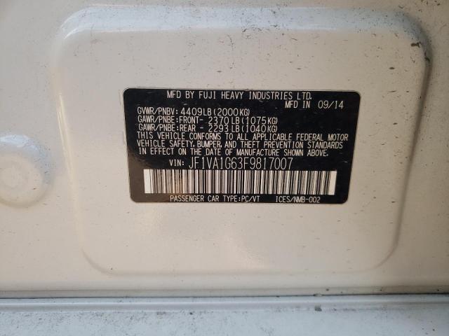 2015 SUBARU WRX LIMITE JF1VA1G63F9817007