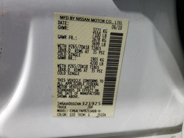 1N6AA0ED2AN321925 Nissan Titan Xe 2010. Фото: 9