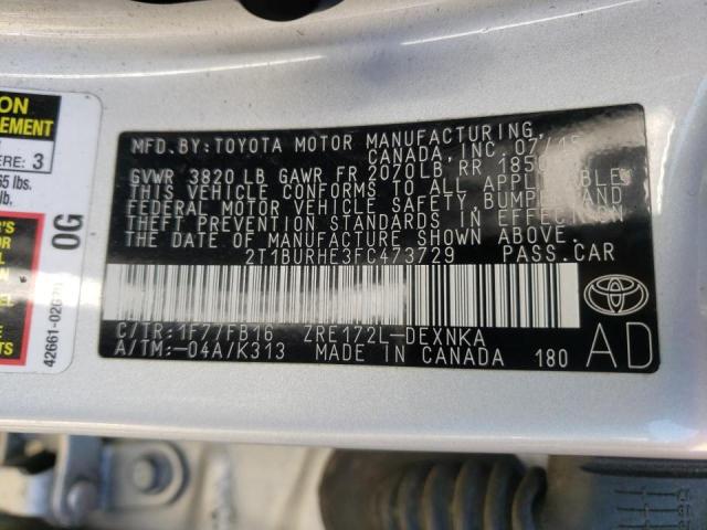 2015 TOYOTA COROLLA L 2T1BURHE3FC473729