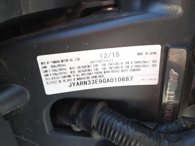 2016 YAMAHA FZ09 JYARN33E9GA010687