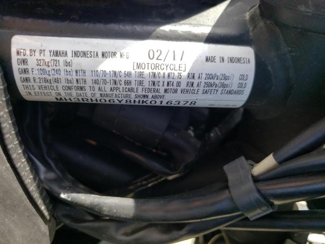 2017 YAMAHA YZFR3 MH3RH06Y8HK016378