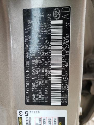 2T1BR32E37C742692 Toyota Corolla Ce 2007. Фото: 9