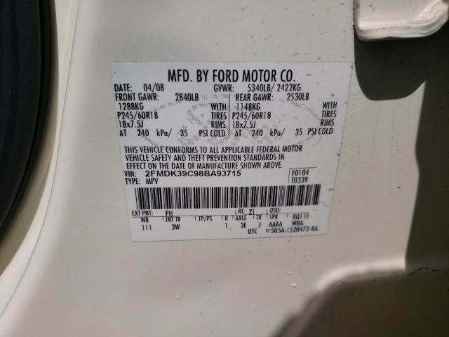 2FMDK39C98BA93715 Ford Edge Limit 2008. Фото: 9