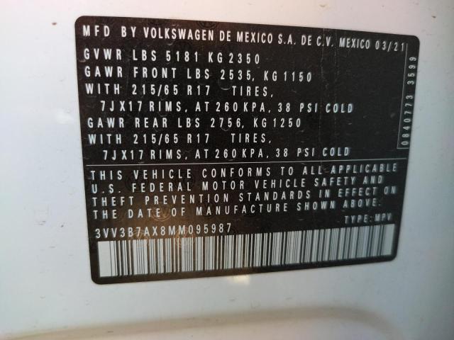 3VV3B7AX8MM095987 Volkswagen Tiguan Se 2021. Фото: 9
