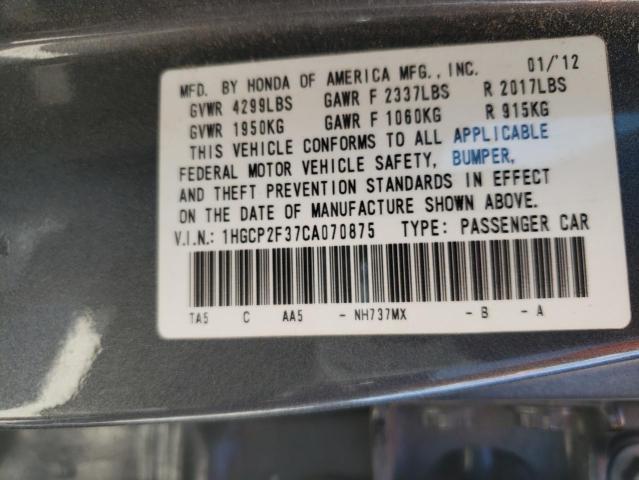 1HGCP2F37CA070875 Honda Accord Lx 2012. Фото: 9