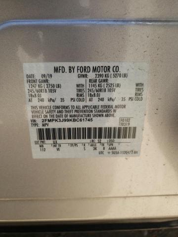 2FMPK3J99KBC61745 Ford Edge Sel 2019. Фото: 9