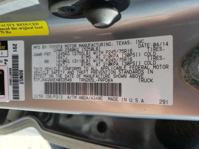 5TFJX4GNXEX033546 Toyota Tacoma Dou 2014. Фото: 9