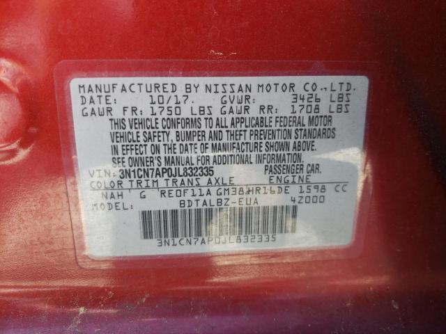2018 NISSAN VERSA S 3N1CN7AP0JL832335