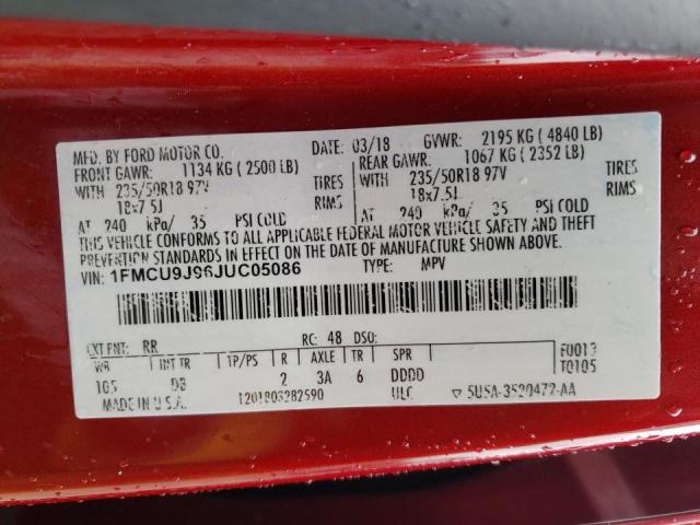 1FMCU9J96JUC05086 Ford Escape Tit 2018. Фото: 9