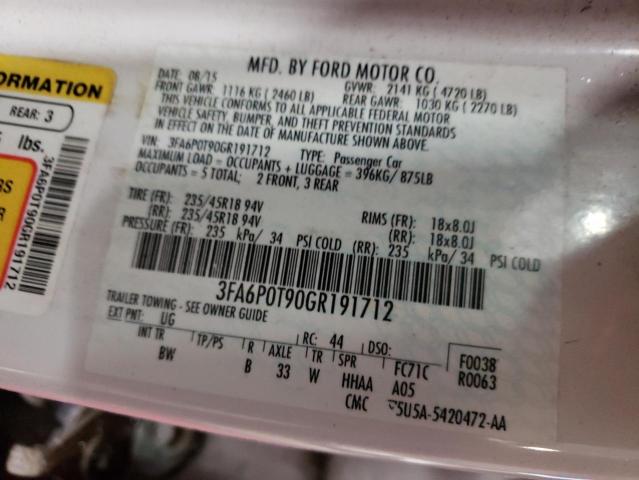 2016 FORD FUSION SE 3FA6P0T90GR191712