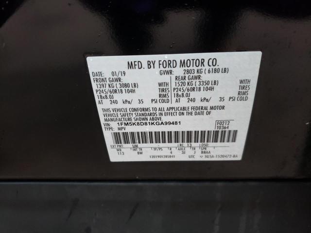 1FM5K8D81KGA99481 Ford Explorer X 2019. Фото: 9
