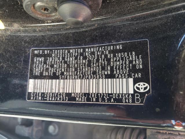 2018 TOYOTA COROLLA L 5YFBURHE7JP835859
