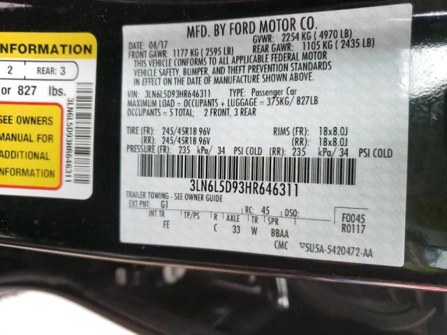 2017 LINCOLN MKZ SELECT 3LN6L5D93HR646311