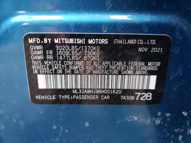 2022 MITSUBISHI MIRAGE ML32AWHJ9NH001620