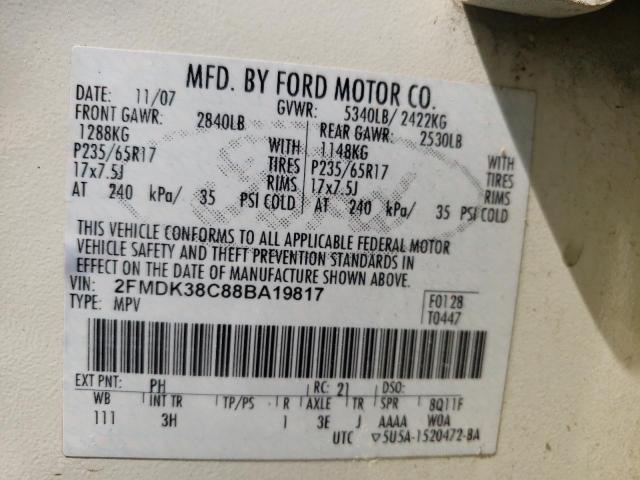 2FMDK38C88BA19817 Ford Edge Sel 2008. Фото: 9